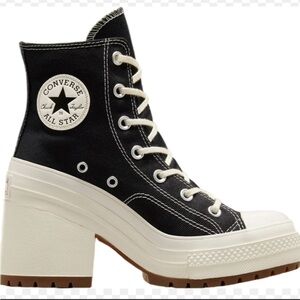 Converse black high top heels woman size 12 men size 10
